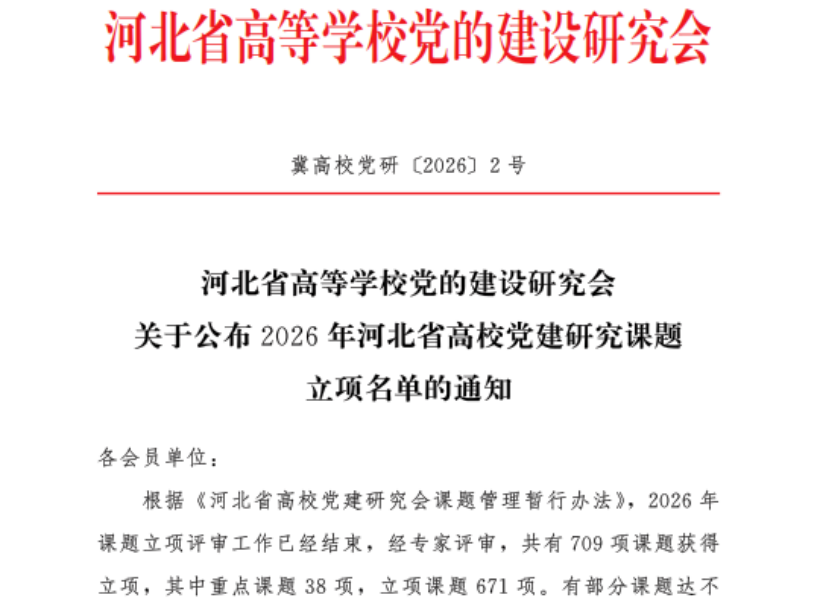 喜报！我校党建课题研究工作斩获佳绩 实现历史性突破